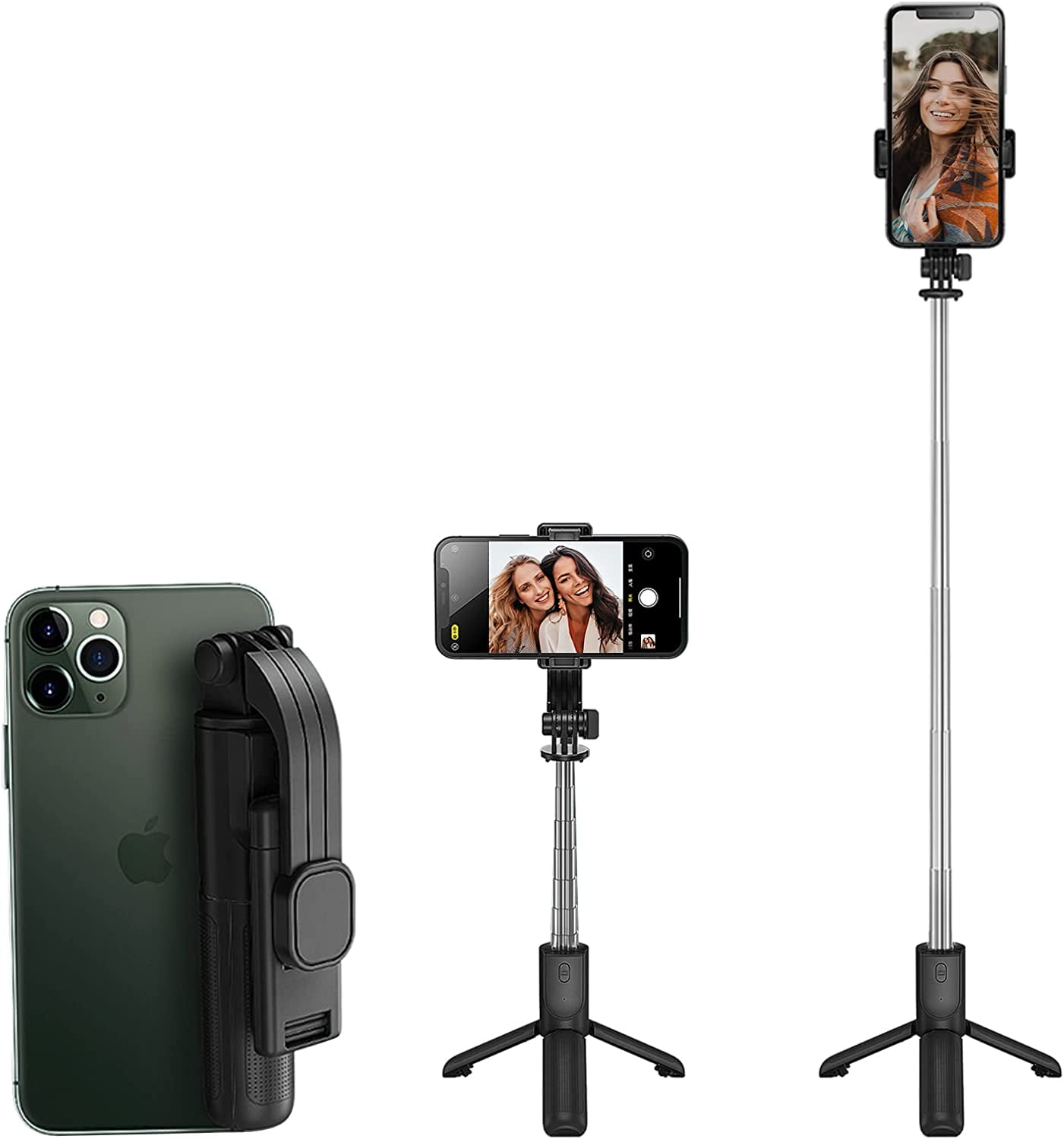 Afname gevogelte onderwijzen MATEPROX Selfie Stick Tripod with Remote, 3 in 1 Extendable Portable  Foldable Cell Phone Holder Stand for iPhone Samsung LG - Black - Walmart.com
