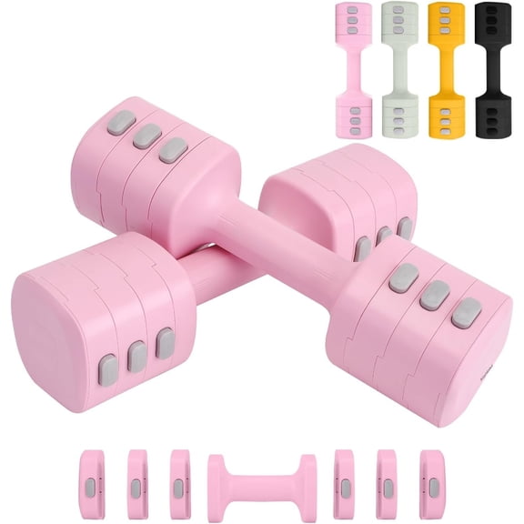 Adjustable Dumbbell Set of 2, 4 in 1 Free Weights Dumbbells Set for Women with Adjustment, Each 2lb 3lb 4lb 5lb Hand Weights Set for Gym & Outdoor Exercise