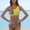 Yellow, variant on Swimsuit Women Two Piece Leopard Print Sexy Backless Halter Beach Bikini Swimwear Set