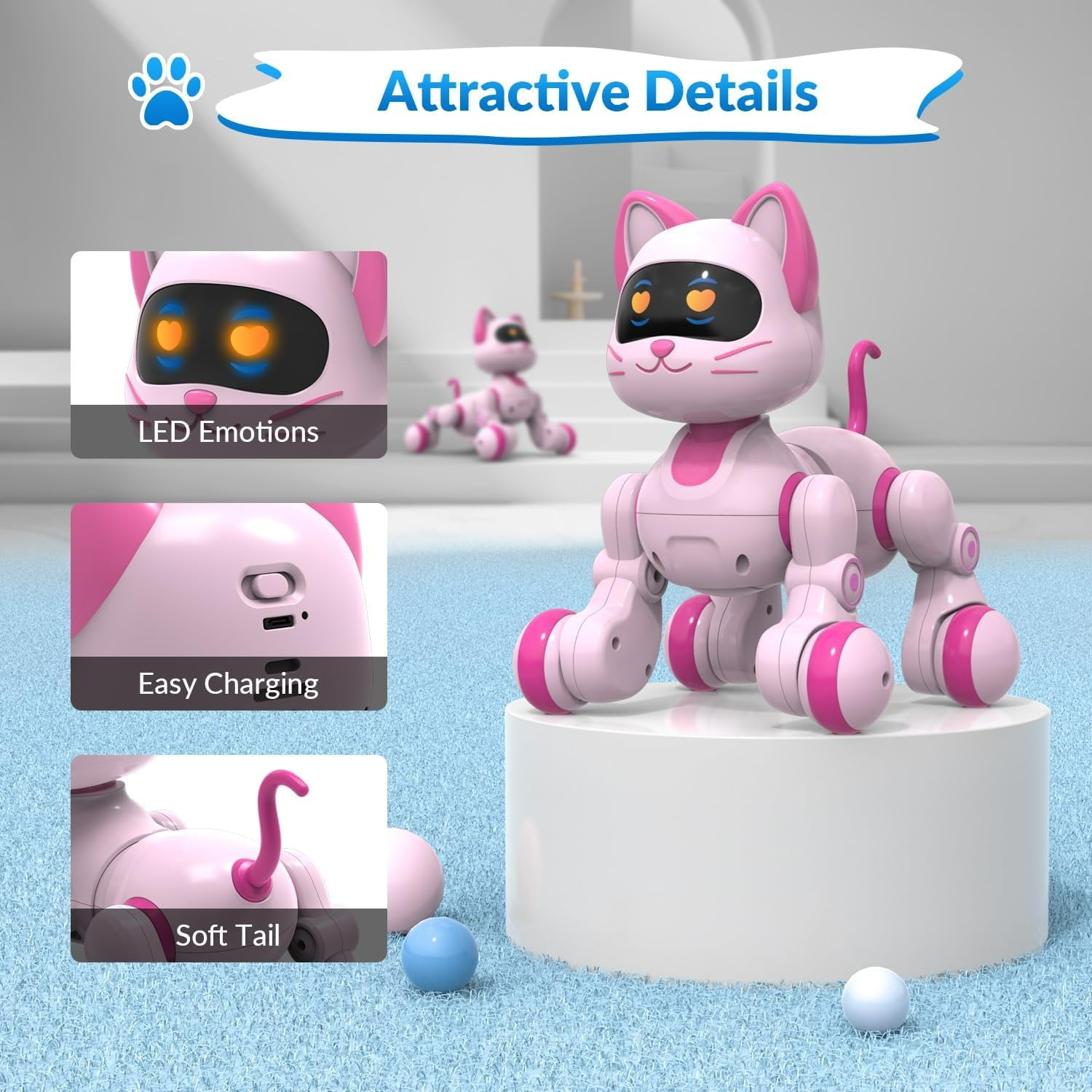 Aursear RC Robot Toys for Kids, Programmable Robot with Head Touch Sensing & Music Function, Toys Gi(图5)