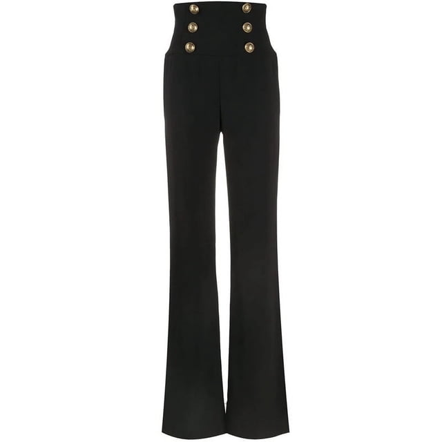 Pantalones negros de pierna ancha, elegantes, de talle alto, acampanados, de talle alto, largos y casuales