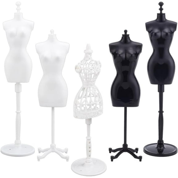 5 Sets Mini Mannequin Display Model Plastic Display Support Holder Mannequin Display Holder Dress Form for Mini Dresses DIY Making Accessories Clothes Display Rack