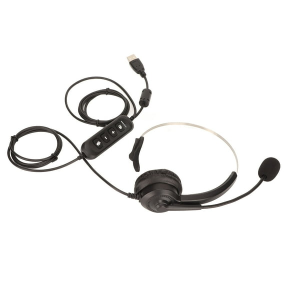 Communication Headset, Volume Adjustment Comfortable Lightweight USB Monaural Headset Noise Reduction For Offices For Customer Service