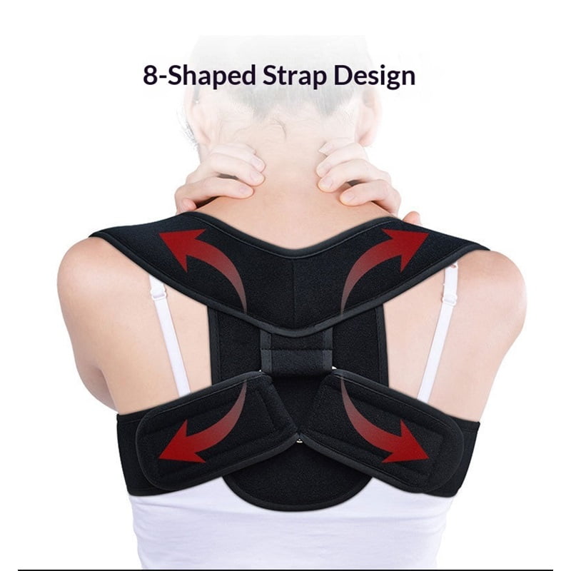 Upper Back Posture Corrector, Easy-to-Use Posture Corrector for Men and Women, Back and Shoulder Brace for Spinal Alignment - Black(M)