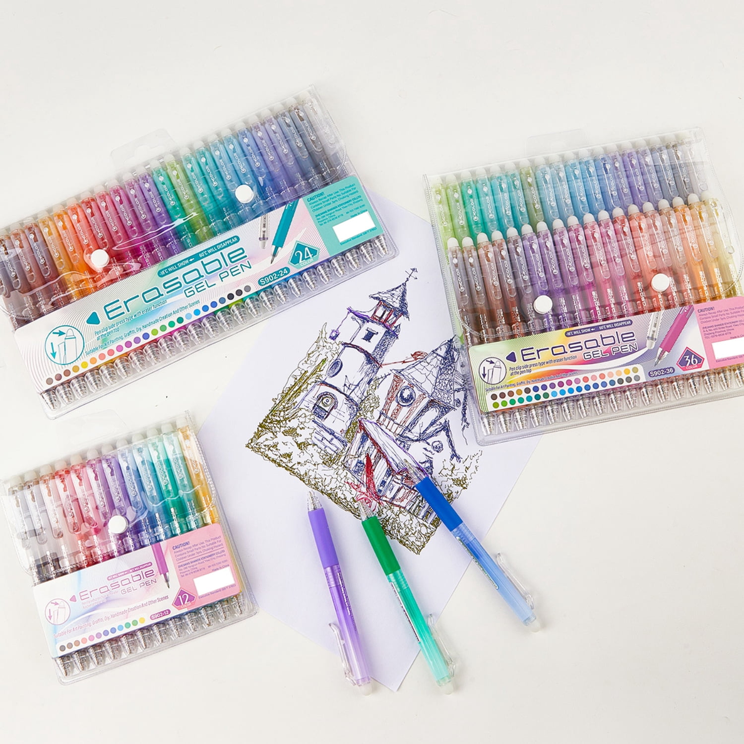 24 Colors Erasable Gel Pens Fine Point 0.7mm for Notes Journaling Drawing Doodling Memo Smooth Writing Refillable Birthday Christmas Gift