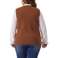 thumbnail image 4 of DARING DIVA Women's Plus Size V Neck Knit Sweater Vest 2X Brown, 4 of 6