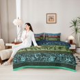 thumbnail image 5 of Homewish Bohemian Flowers 7 Pieces Full Size Bedding Sets,Geometric Stripes Full Size Bed in a Bag,Blue,Navy Blue Reversible, 5 of 8
