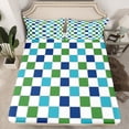 thumbnail image 2 of Feelyou Modern Buffalo Plaid Twin Sheet Sets for Teens, Blue Green Square Twin Fitted Sheet, Simple Fashion Style Flat Sheet, Microfiber Bedroom Decor, 3pcs, 2 of 7