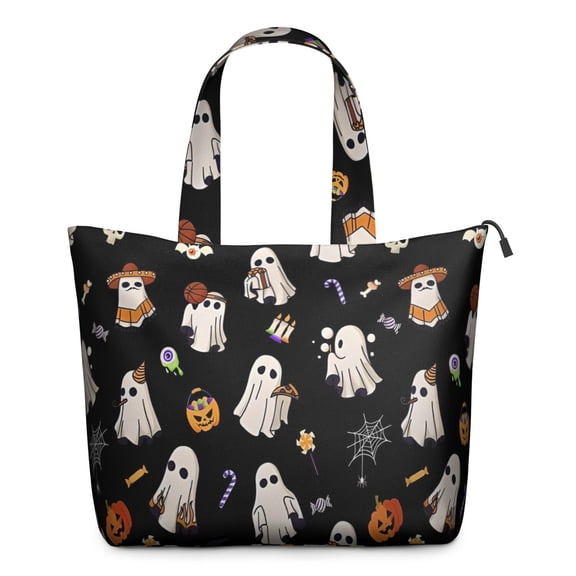 Costumed Ghost Halloween Pattern Travel Tote Bags for Women Carry On,Large Weekender Bags for Women Travel,Multi Functional Duffle Bag for Work,Shopping,Sports