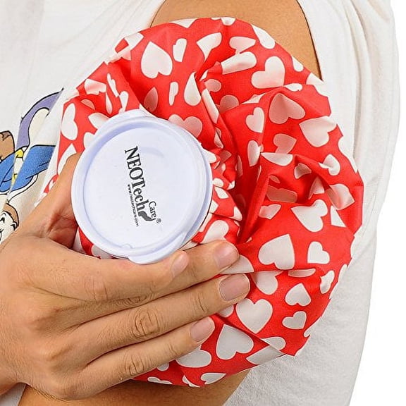 NeoTech Care Ice Bag, Screw Top Fillable, 8 Inches, Hearts Design