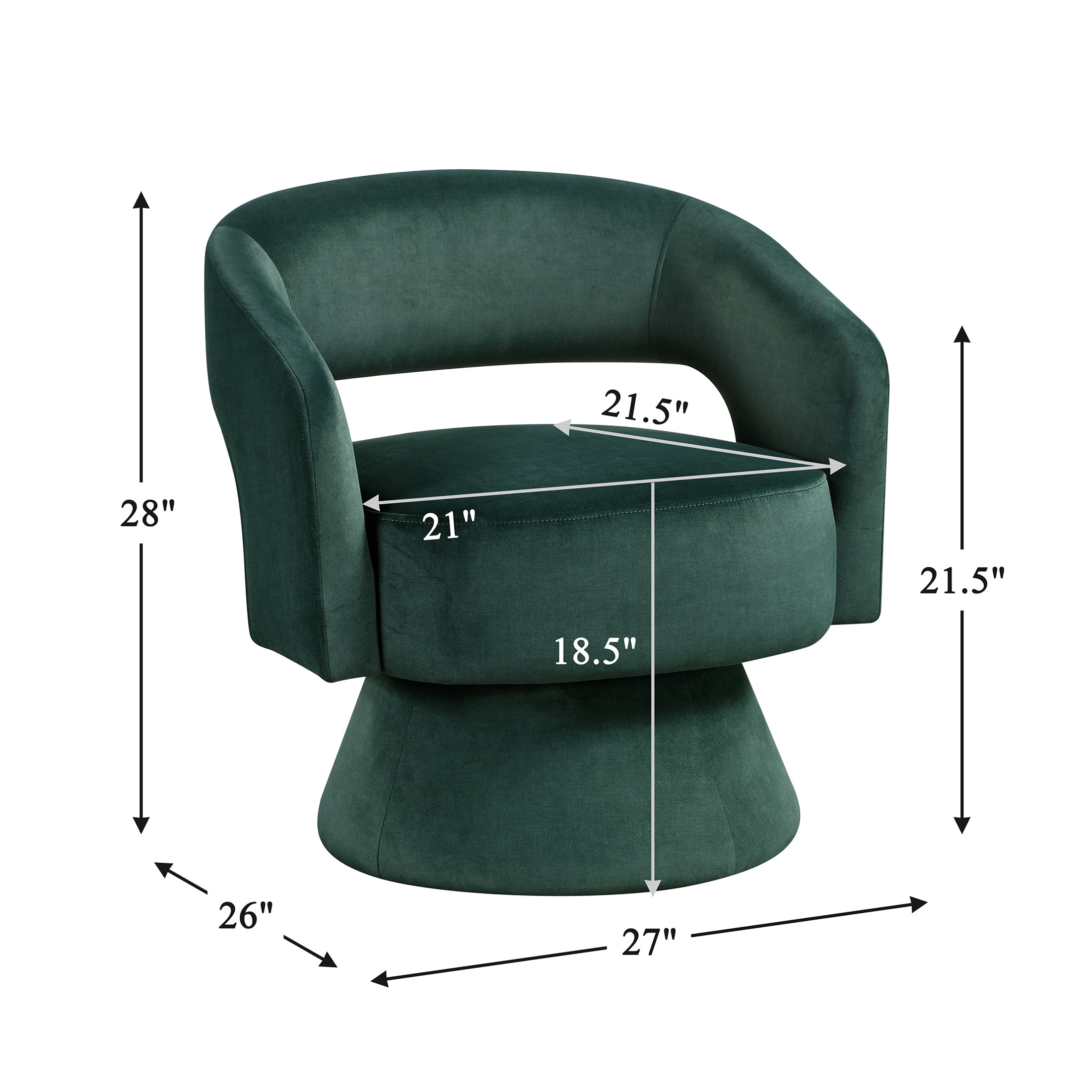 OakvillePark Alderwyn Velvet Swivel Chair with Round Base, Green