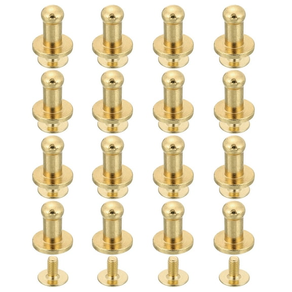 Uxcell 16 Pack Ball Head Stud Screw Back 4mm Round Head Button Nipple Leather Rivets for DIY Leather Craft Handbag Shoes Belt Repair, Light Gold