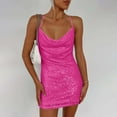 thumbnail image 5 of Munlar V Neck Women's Slip Dress Sleeveless Dress Sexy Sequins Solid Bodycon Mini Dress, 5 of 5