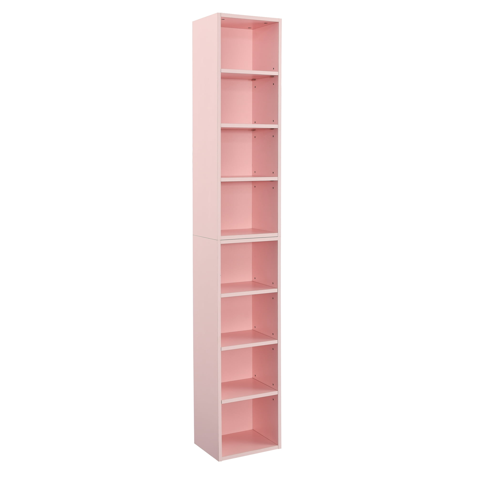 Aukfa 70.9" 8 Tier Tall Narrow Bookcase Storage Organize Display Bookshelf for Living Room Home Office, Pink