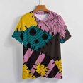 thumbnail image 3 of Colorful Patchwork Design Women's Short Sleeve T-Shirt Crew Neck Casual Summer Trendy Loose Fit Tops, 3 of 6