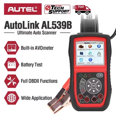 Autel Autolink AL539B OBD2 Scanner 12V Batter Tester Automotive Analyzer DC AC Avometer 3 in 1 Code Reader PK al539 Free Update