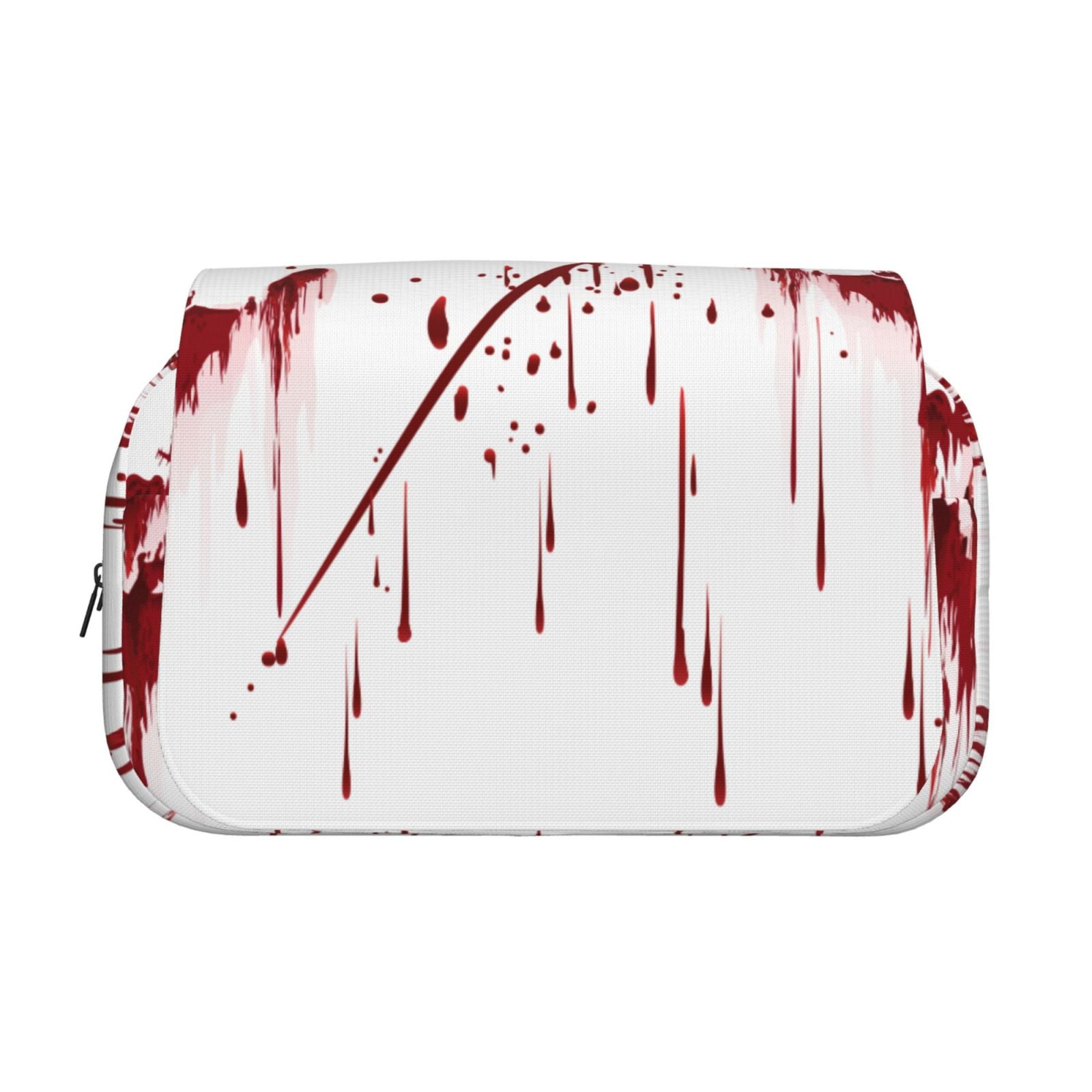 Rateoe Bloody Hand Pattern Double Clamshell Pen Case, Storage Organizer with Two Zipper Compartments– Holds Up to 50 Pencils & Pens