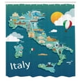 thumbnail image 2 of Ambesonne Landscape Shower Curtain, Italy Map Landmarks Art, 69"Wx75"L, Marigold and Dark Turquoise, 2 of 4