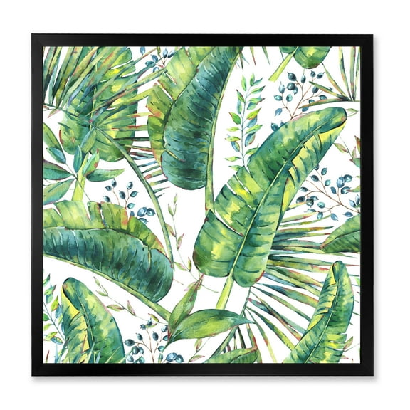 Designart 'Ancient Pattern Of Banana Leaves' Lake House Framed Art Print
