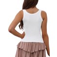 thumbnail image 3 of INSPIRE CHIC Women's Ribbed Round Neck Vest Sleeveless Workout Basic Slim-Fit Tank Top White 2XL, 3 of 5