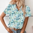 thumbnail image 3 of Plus Size Tops for Women Hawaiian Coconut Printed Shirts Classic Short Sleeve Button V Neck Blouse Trendy Summer Tshirts Dressy Casual Business Work Shirt, 3 of 7