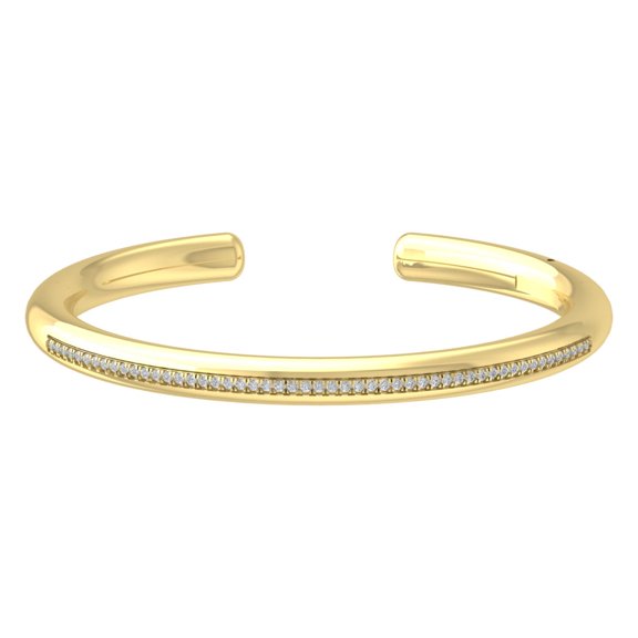 ARAIYA JEWELRY 14k Yellow Gold Diamond Open Cuff Bangle Bracelet (3/4 Cttw, I-J/ I2-I3), 7.5"