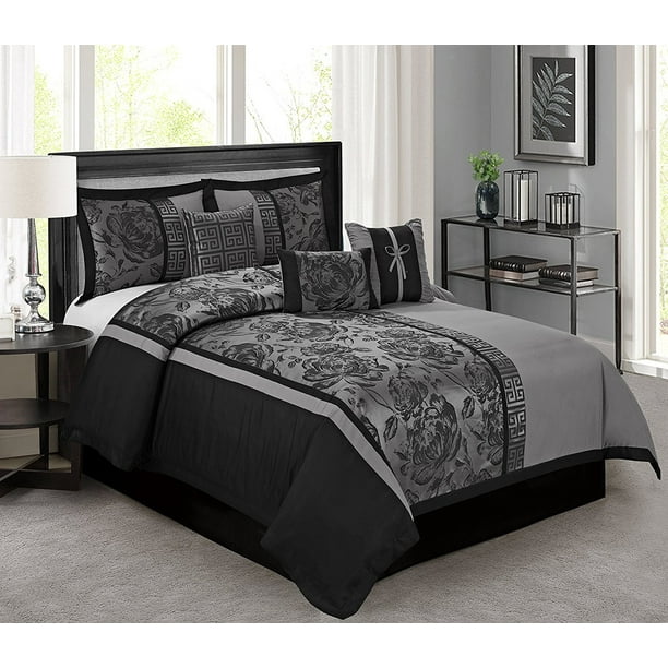 Unique Home Comtemporary 7 Piece Comforter Sets King with Comforter and