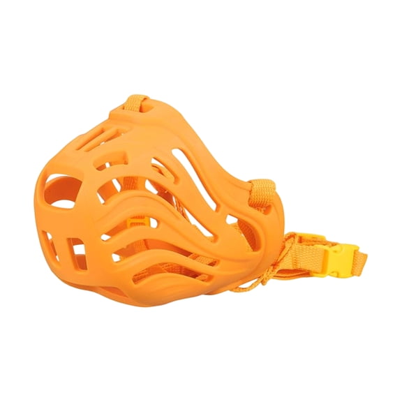 Basket Muzzle, Orange Soft Silicone Dog Muzzle for Large Dogs, Comfortable Fit Anti-Barking Dog Mouth Guard with Breathable Vented Design, Anti-Chewing Pet Restraint for Dog