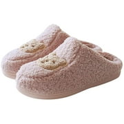 Yewang Slippers guests bear plush slippers ladies women autumn and winter home non-slip waterproof leisure warm cotton shoes indoor floor shoes (pink 40-41)