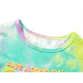thumbnail image 2 of Beezizac Cotton Pajama for Girls Tie Dye Checker & Face Short Sleeve Set 2-Piece Cute PJ Sleepover Size 10, 2 of 7