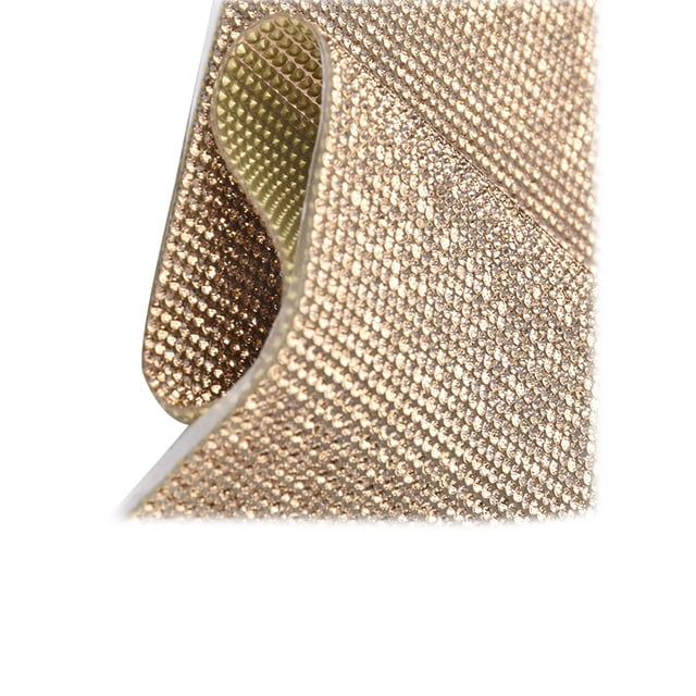 Langgg Crystal Rhinestone Ribbon Clothing Accessories Sticker Convenient Using Present Decoration Sheet with Shine Appearance Exquisite Crystal yellow 6 double side tape