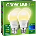 thumbnail image 1 of Briignite Bombillas de crecimiento, bombilla LED A19, bombilla de crecimiento de espectro completo, bombillas de plantas con base E26, bombilla de cultivo de 11 W equivalente a 100 W, luz de crecimien, 1 of 4