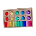 thumbnail image 3 of Juego de bloques de madera acrílica, cubos de construcción, juguetes educativos, juguetes Montessori, juego de apilamiento de arcoíris para niños de 3 2 tipos de bloques, 3 of 8