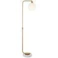 thumbnail image 3 of Possini Euro Design Casaba Mid Century Modern Chairside Arc Floor Lamp 64" Tall Warm Gold Adjustable Frosted Glass Shade for Living Room Reading House, 3 of 10