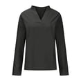 thumbnail image 4 of FRSASU Womens Tops Long Sleeve V Neck Loose Solid Color Casual Beach Pullover Shirts Gray, 4 of 7