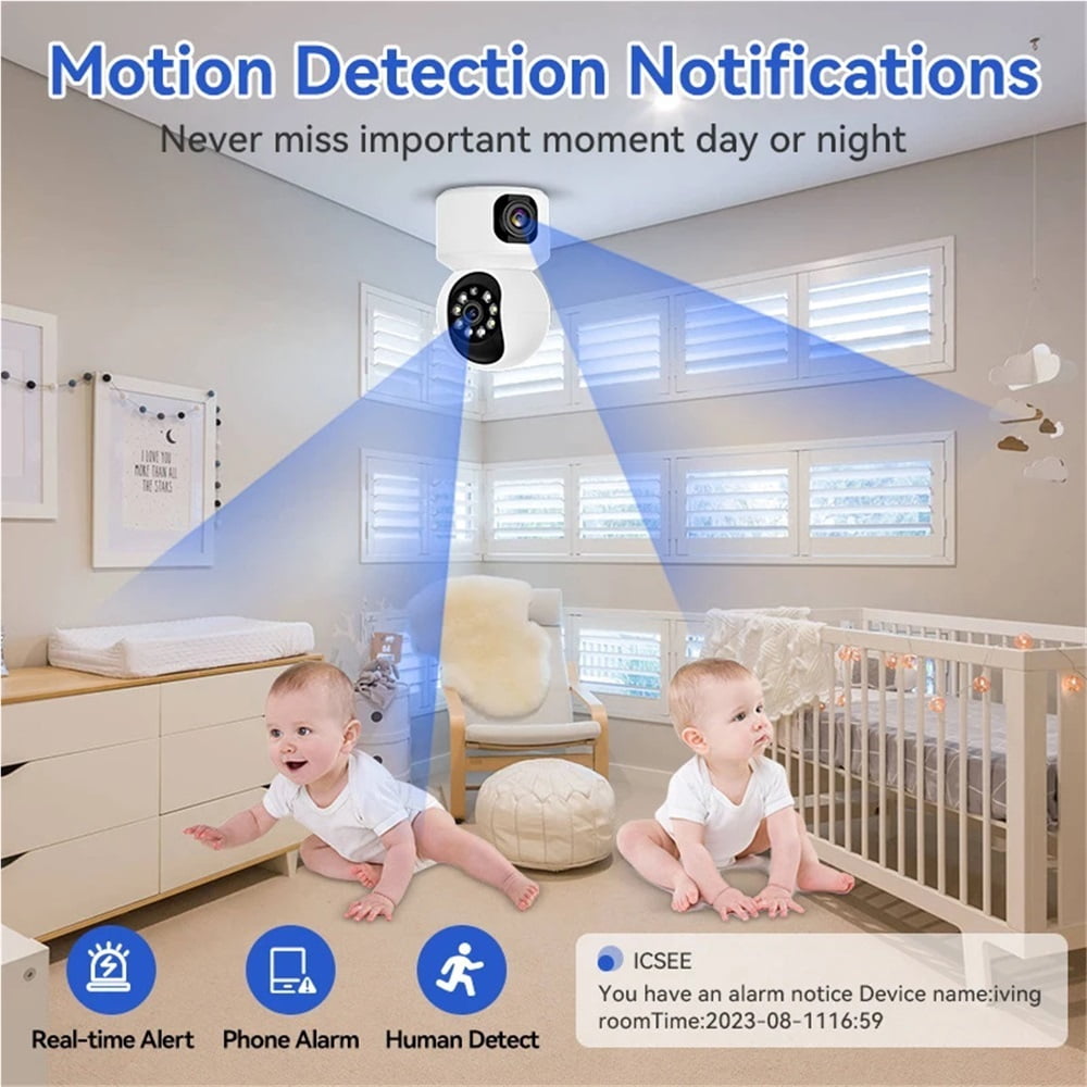 WiFi 4K 8MP Dual Screen WiFi IP Camera Indoor Two Way Audio IP Wireless CCTV Video Surveillance Mini Baby Monitor