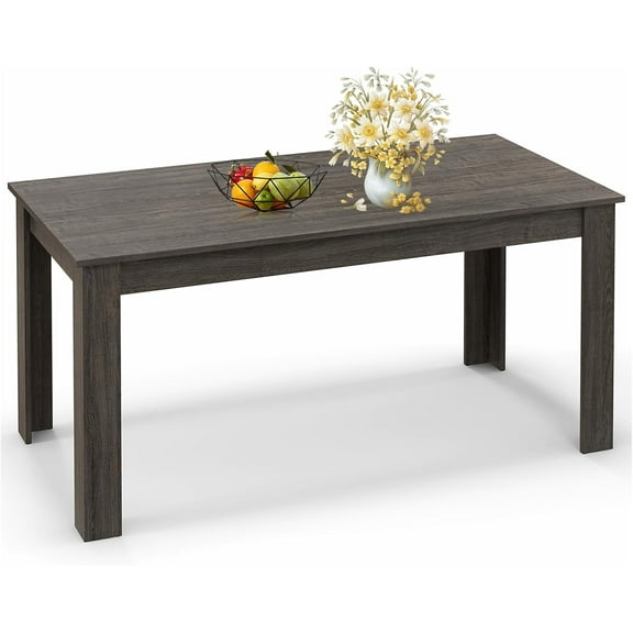 63-Inch Dining Table for 4-6 People, Rectangular Wooden Kitchen Table, L-Shaped Legs, 330 LBS Weight Capacity, Modern Farmhouse Dinette Table for Restaurant, Living Room, Family (Dark Grey)