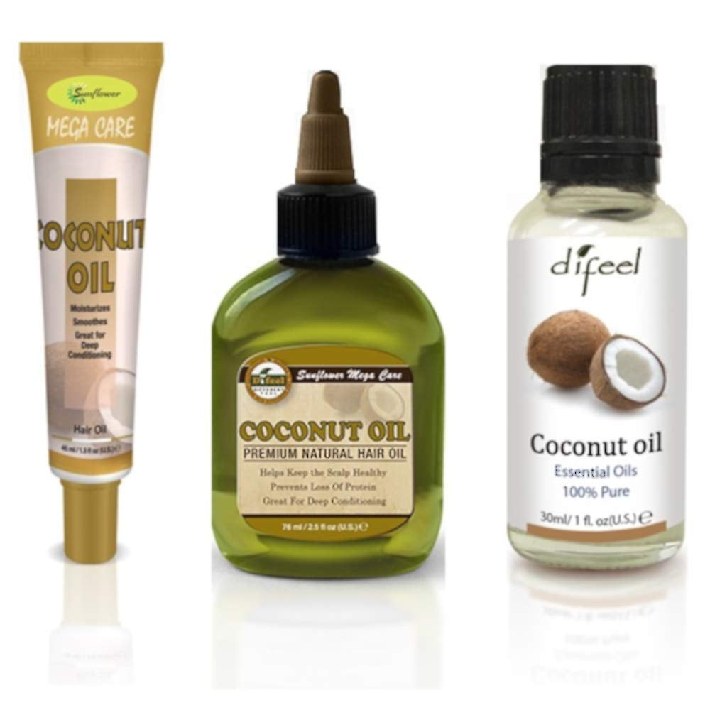 Difeel Hair & Essential Oil Coconut Oil 3 Piece Set Protects