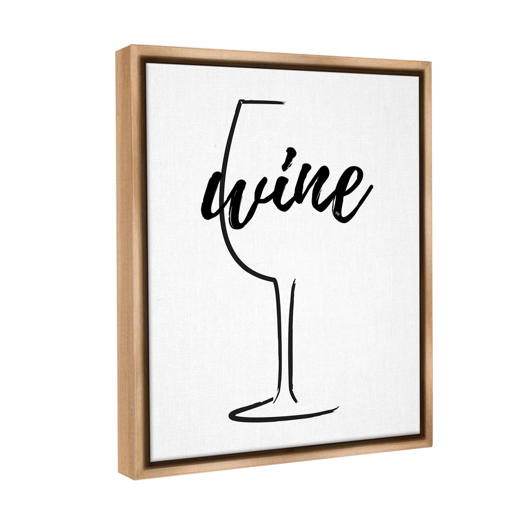 Stupell Industries Minimal Wine Glass Food & Beverage Painting Brown Floater Framed Canvas Art Print Wall Art, 17 x 21