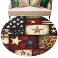 thumbnail image 2 of Independence Day Washable Round Area Rug 6 ft, Retro US Flag, Soft Non Slip Rugs Stain Repellent Indoor Felt Carpet for Living Dining Room Bedroom Home Office, 2 of 9