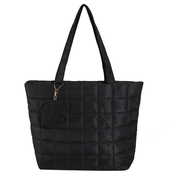 Bolso Mujer Tote Hombro con Moneda Hobo Acolchado Negro 2uds