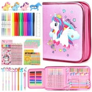HopeRock Unicorn Art Set, 56PCS Scented Girl Stuff Drawing Market Set, Art Supplies for Girls, Art Sets for Girls Christmas Birthday Gift Ages 7-12.