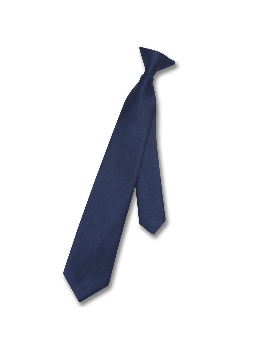 Vesuvio Napoli Boy's CLIPON NeckTie Solid NAVY BLUE Color Youth Neck