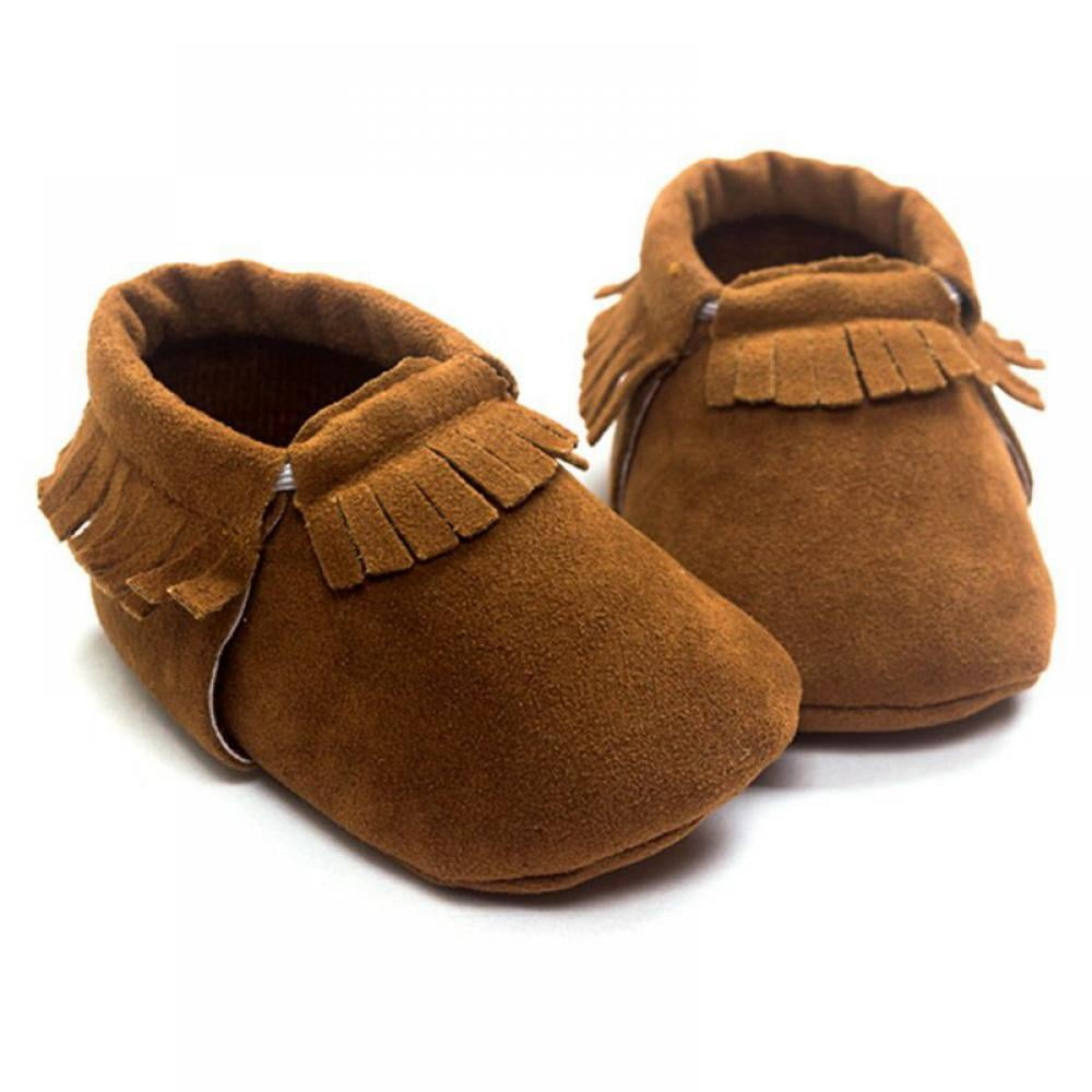 UK Baby Soft Sole Suede Leather Crib Shoes Toddler Infant Tassel Moccasin 0-18M 