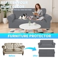 thumbnail image 3 of Debonair Stretch Jacquard Couch Cover with 1 Pillowcase, 1-Piece Soft Sofa Cover, Sofa Slipcover with Anti-Slip Foams, Washable Furniture Protector for Pets (Loveseat, Dark Gray), 3 of 8