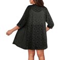 thumbnail image 6 of Women's Casual Lace 3/4 Sleeve Loose Fit Cardigan Blouse Top Lightweight Layering Piece for Spring Summer | CSEONE,Black L, 6 of 9