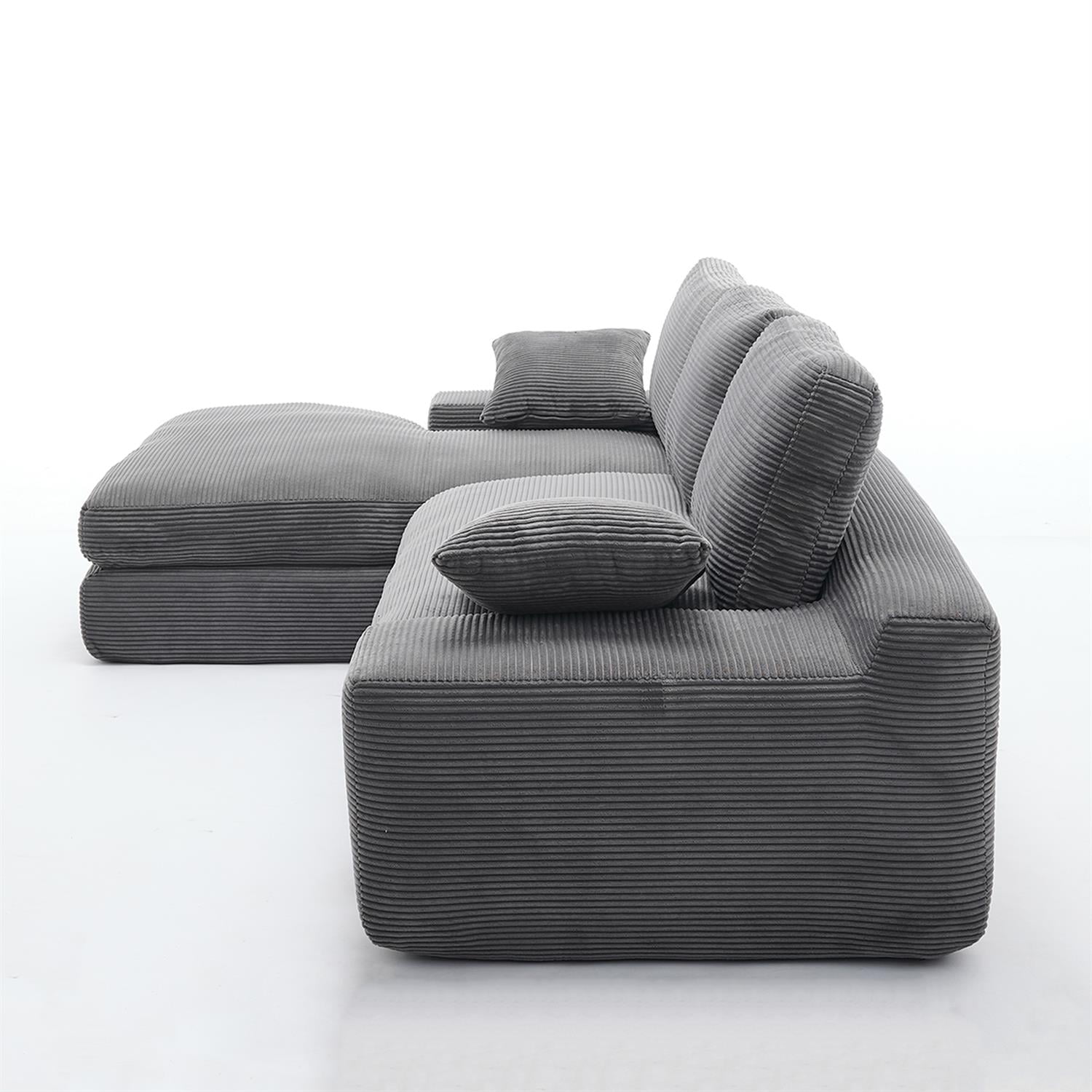 Demi Bonn 99"x69" L-Shape Modular Sectional Sofa Set, Modern Minimalist Upholstered Sleeper Couch for Bedroom & Living Room, No Installation, Gray