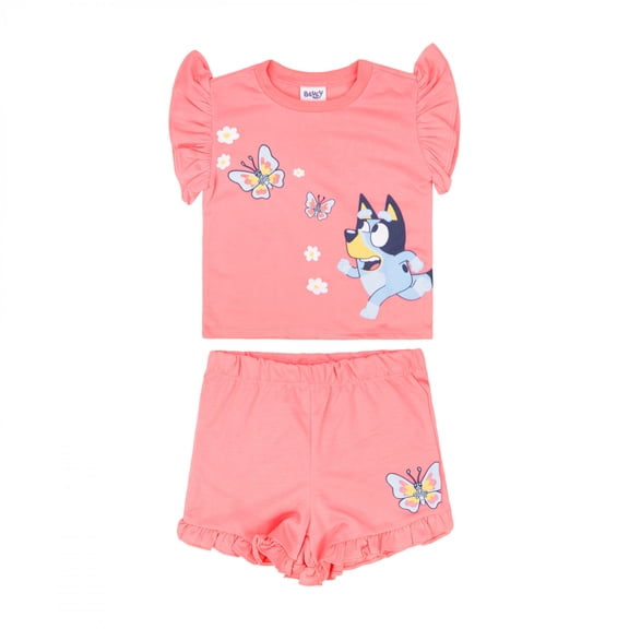 Bluey Toddler Pink French Terry Double Sided 2-Piece Shorts Set-2T
