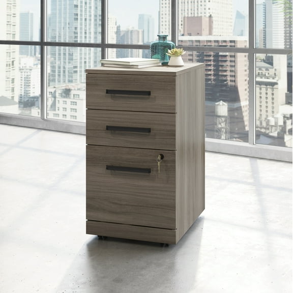 Sauder Affirm Engineered Wood 3-Drawer Mobile Filing Cabinet in Hudson Elm/Brown