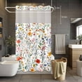 thumbnail image 5 of Spring Floral No Hooks Shower Curtain with Snap-in Liner Watercolor Colorful Flowers Romantic Farmhouse Retro Shower Curtains for Bathroom, Waterproof, Easy Install, Washable 36"x78", 5 of 9